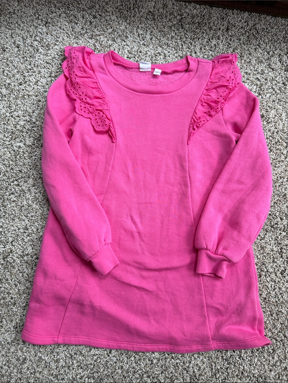 NWOT GAP Hot Pink Ruffle Shoulder Sweatshirt Dress size medium